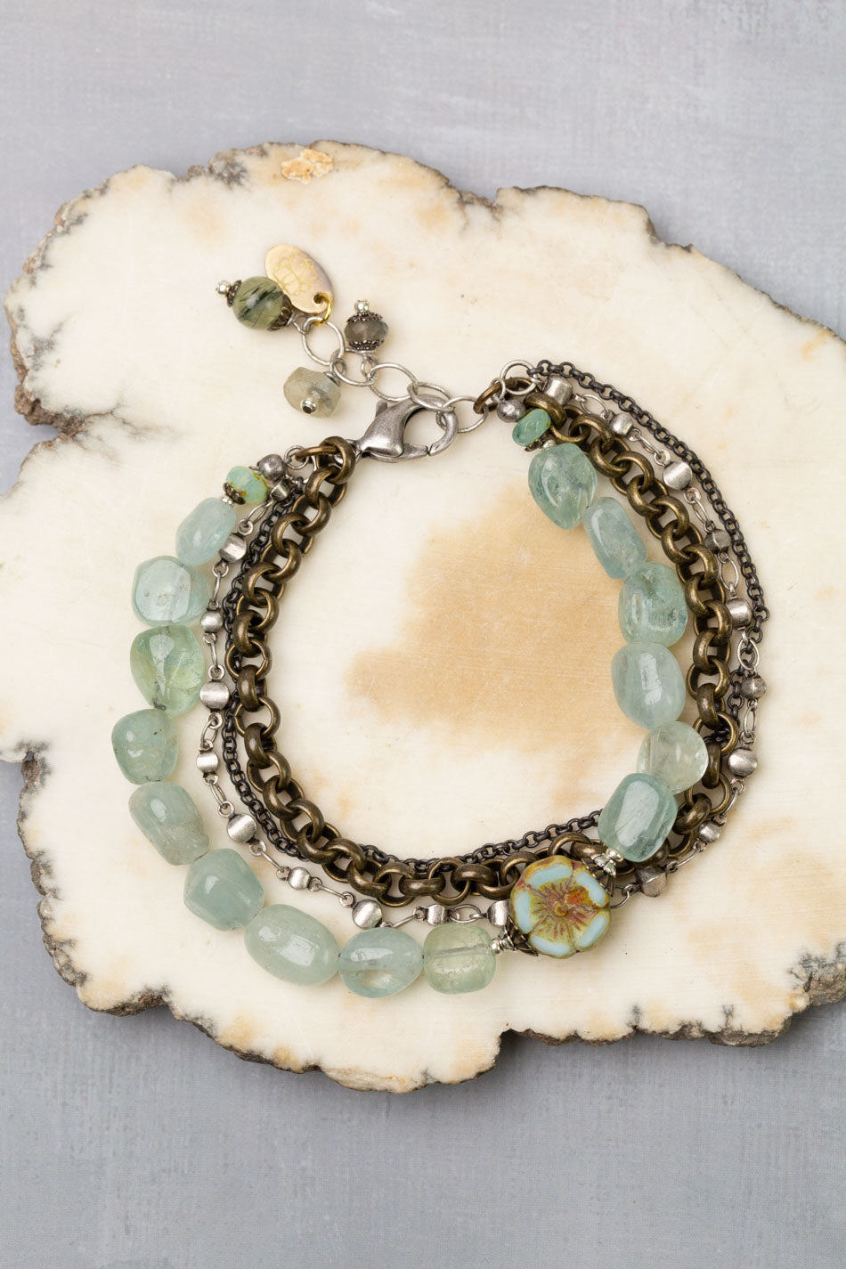 Venetian Dreams 7.5-8.5" Aquamarine, Czech Glass Multistrand Bracelet