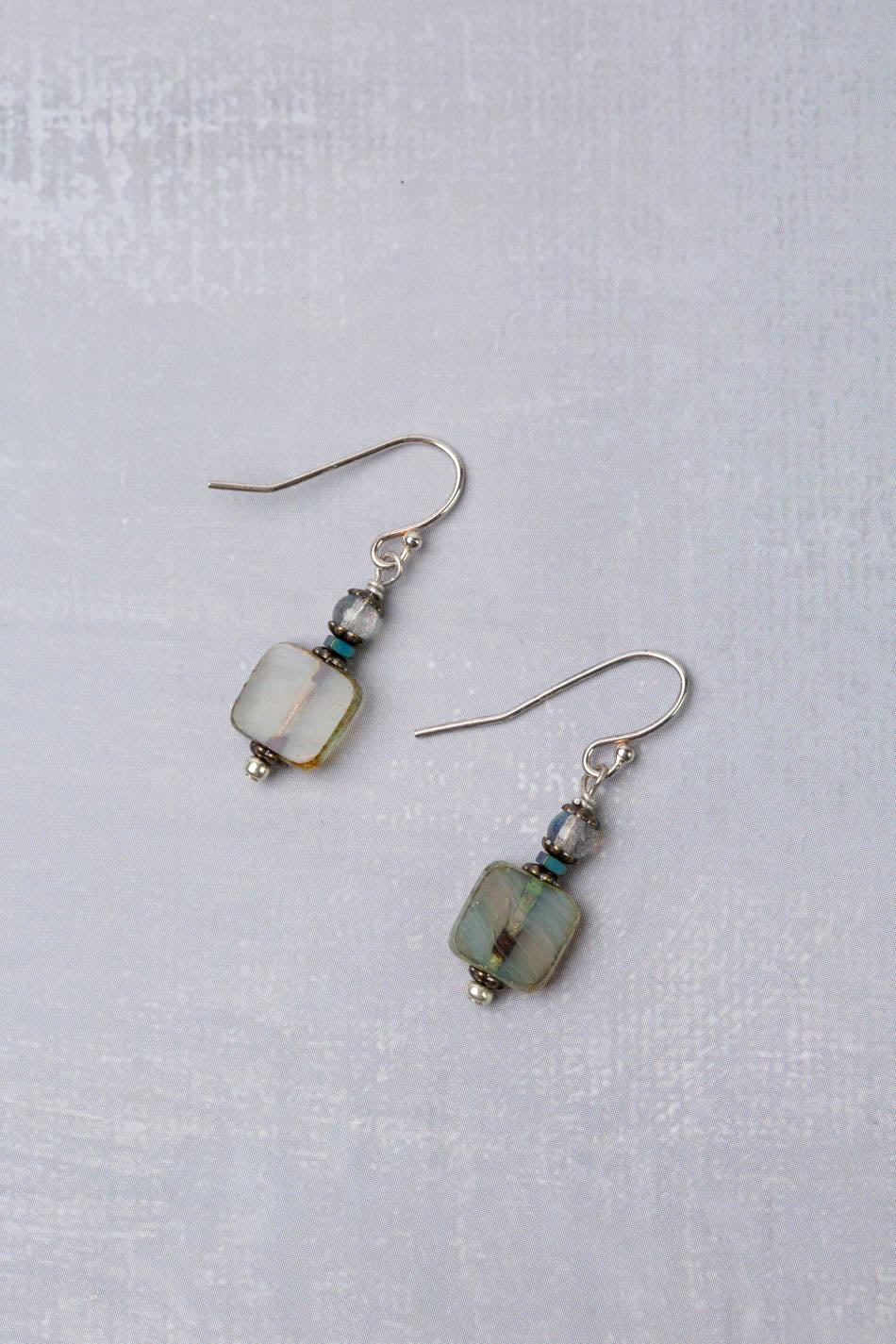 Venetian Dreams Czech Glass Squares Simple Earrings