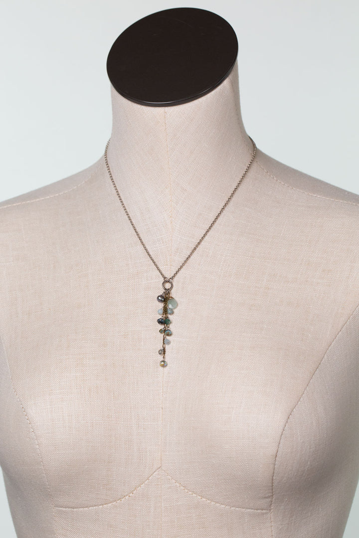 Venetian Dreams 16.5-18.5" Roman Glass, Fresh Water Pearl, Czech Glass With Aquamarine Tassel Necklace