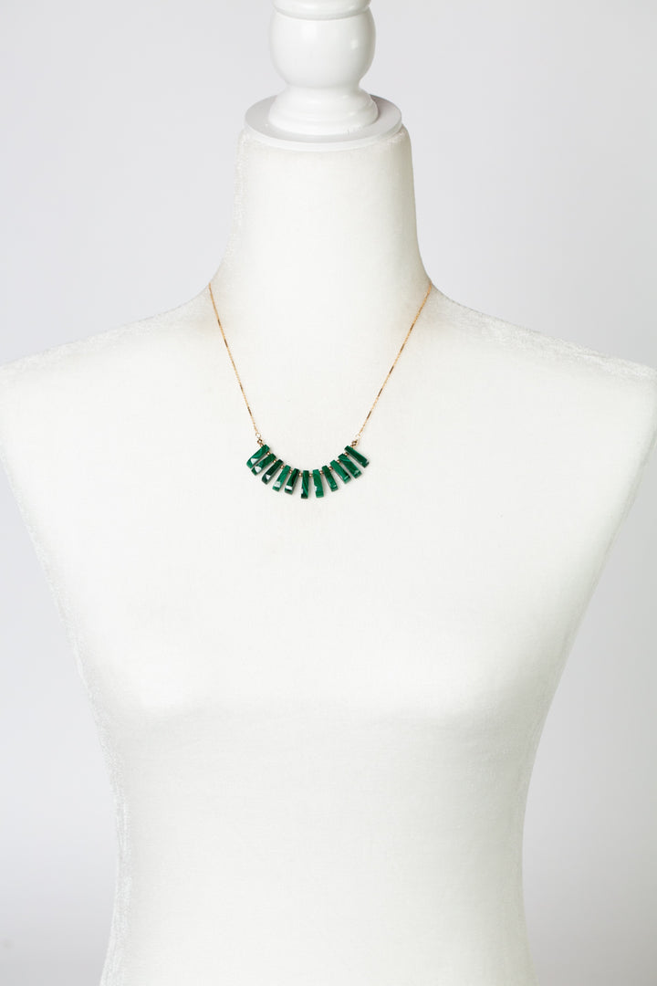 Verdant 14.5-19.5" Malachite Fringe With Gold Filled Accents Statement Necklace