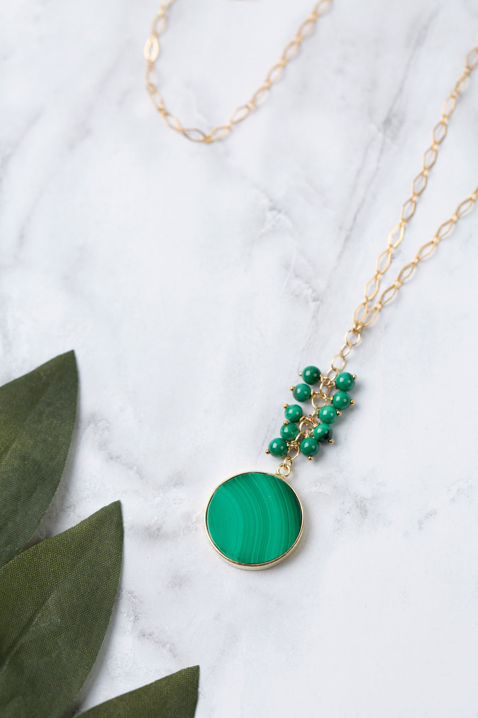 Verdant hotsell Malachite/Faceted Moonstone/Brushed Opaque Acrylic Pendant Necklace