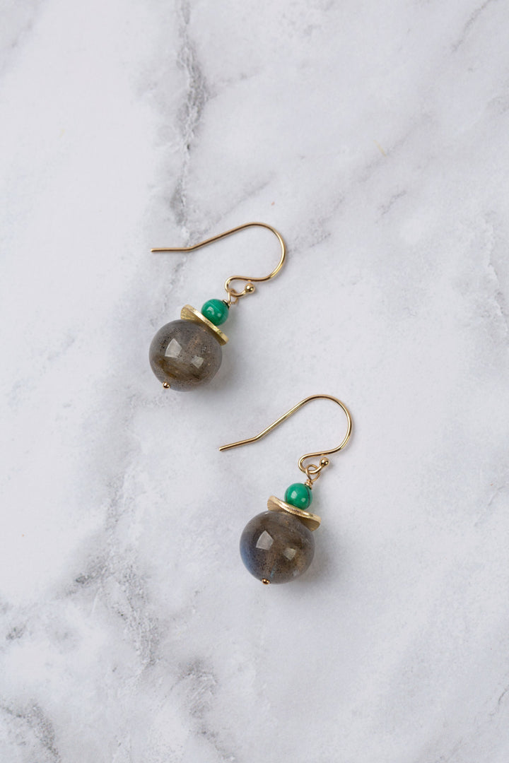 Verdant Malachite With Labradorite Simple Earrings