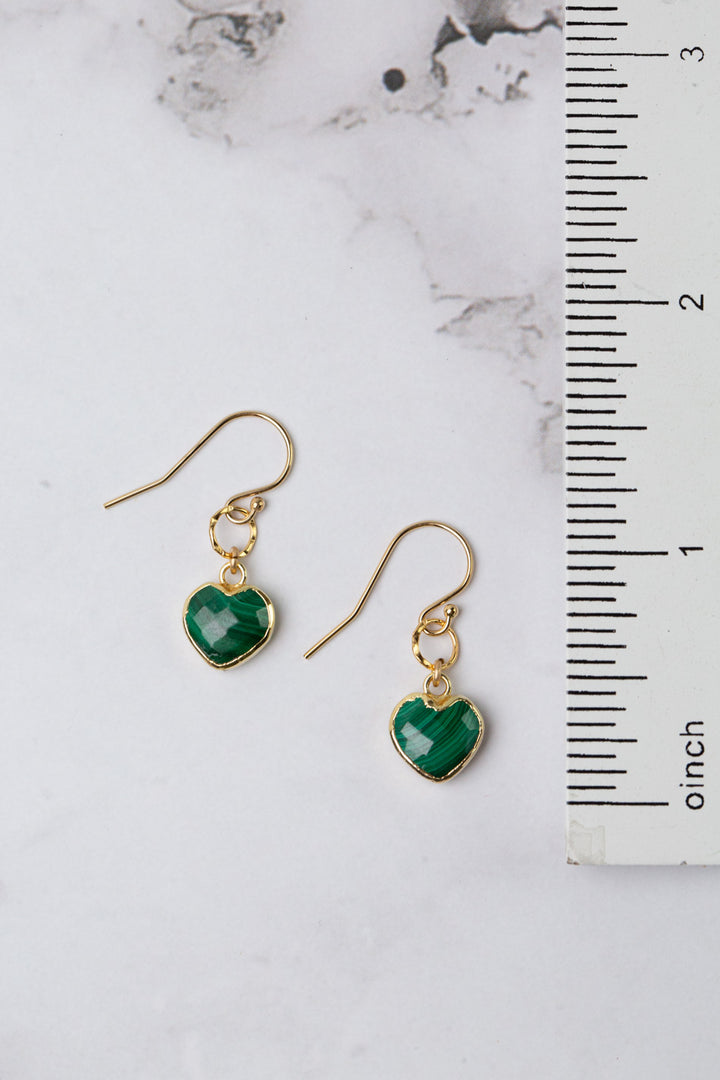 Verdant Malachite Heart Simple Earrings