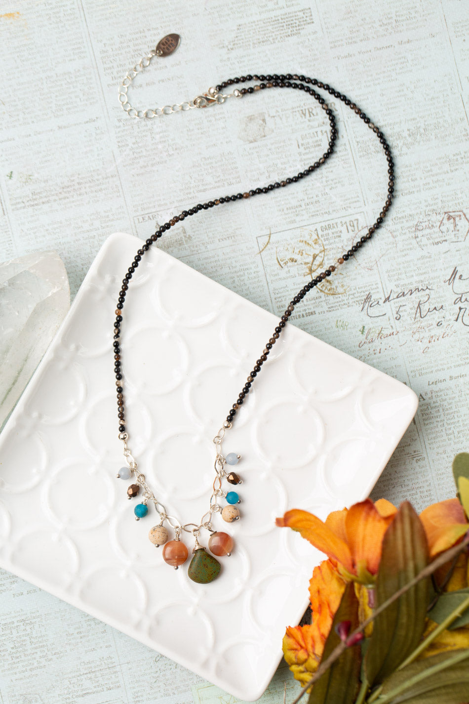 Vitality 18.5-20.5" Agate With Czech Glass Simple Necklace