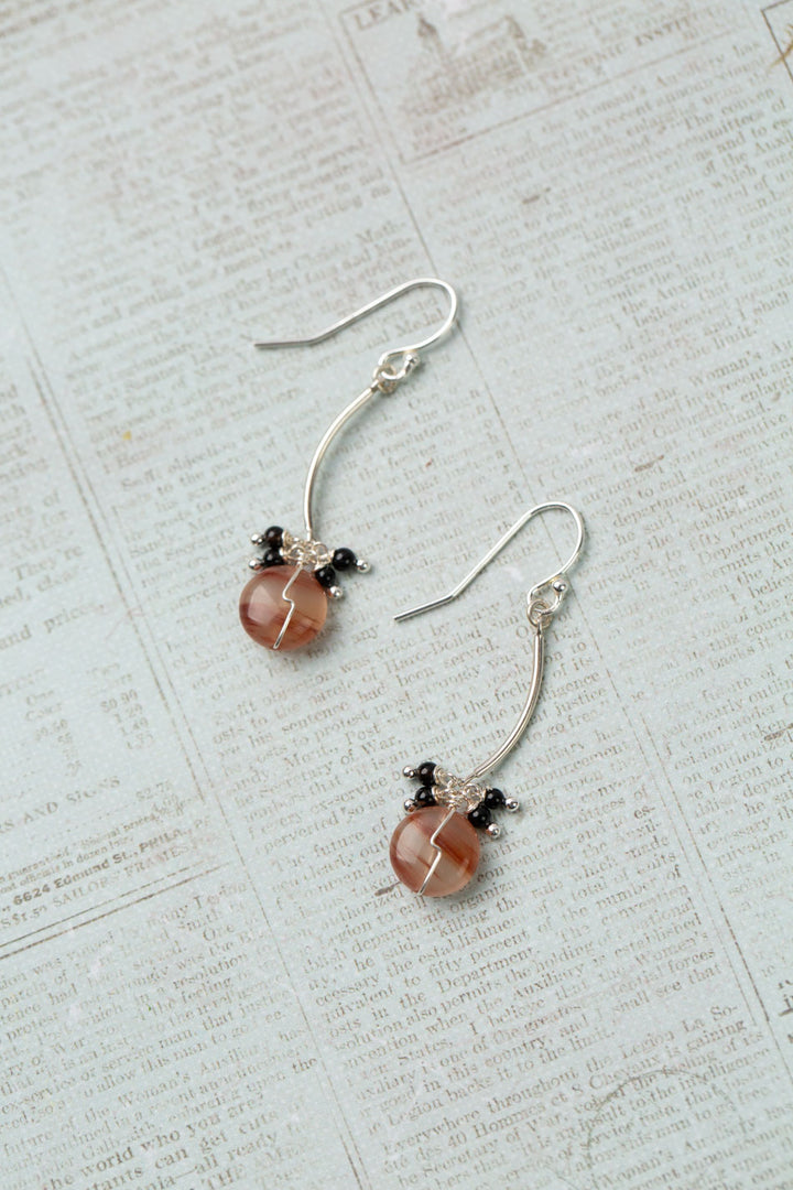 Vitality Agate With Orange Jade Dangle Earrings