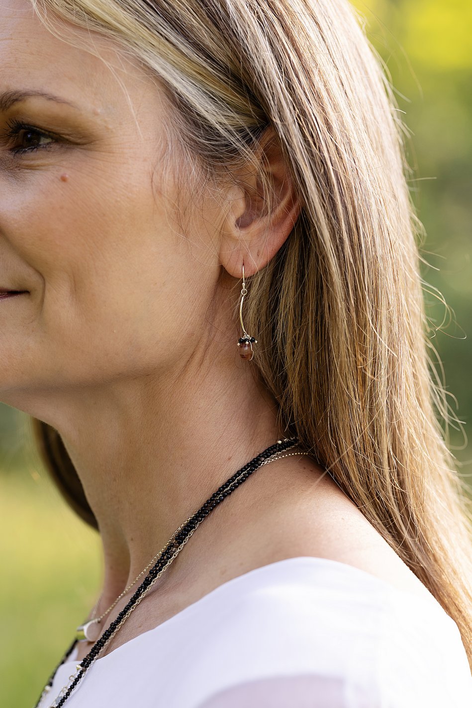 Vitality Agate With Orange Jade Dangle Earrings