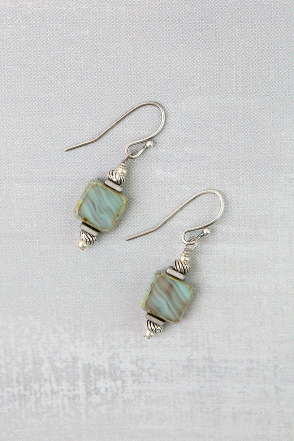 Venetian Dreams Czech Glass Squares Simple Earrings