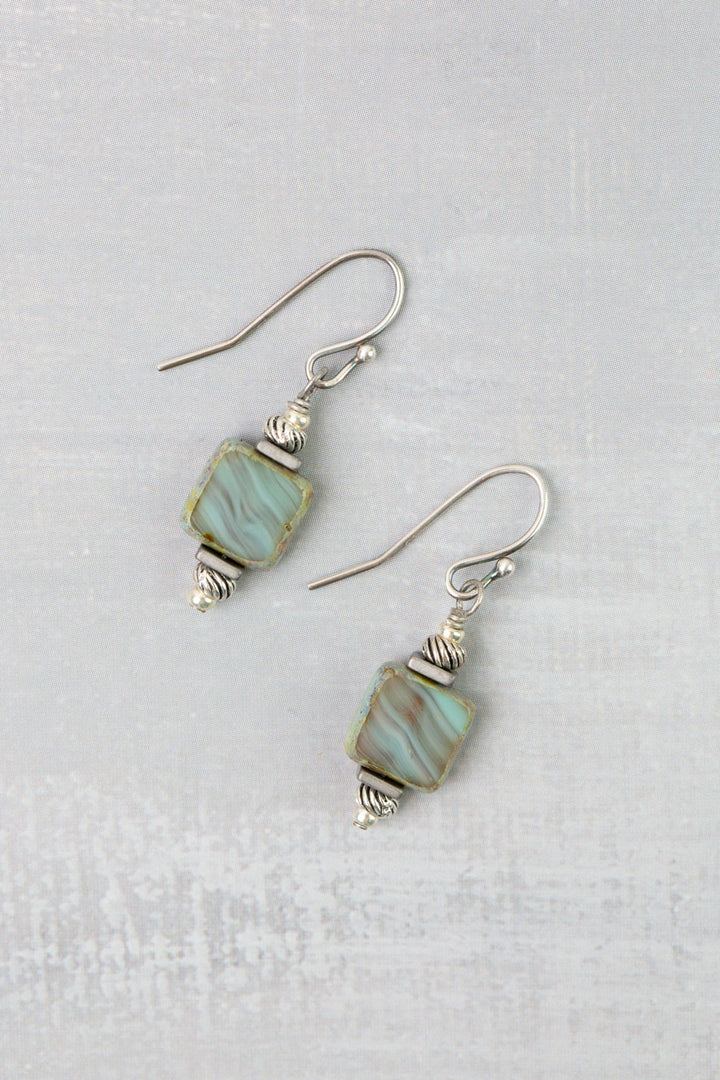 Venetian Dreams Czech Glass Squares Simple Earrings