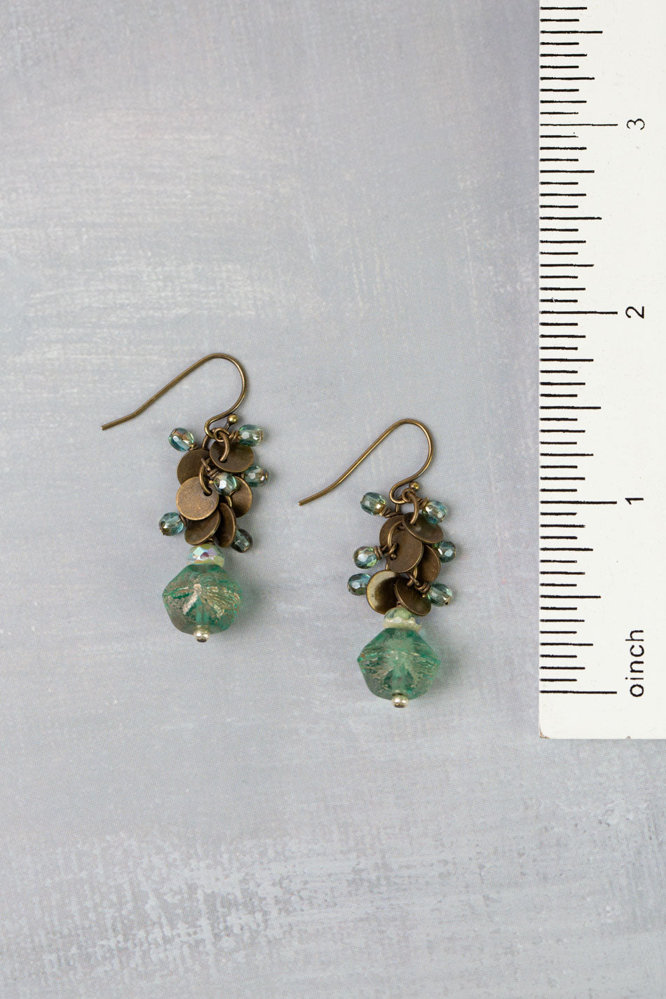 Venetian Dreams Antique Brass Medallion Dangles With Czech Glass Cluster Earrings