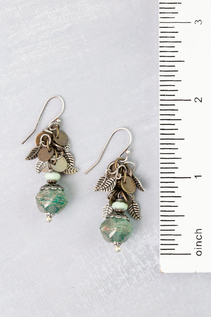 Venetian Dreams Antique Brass Medallion Dangles With Czech Glass Cluster Earrings