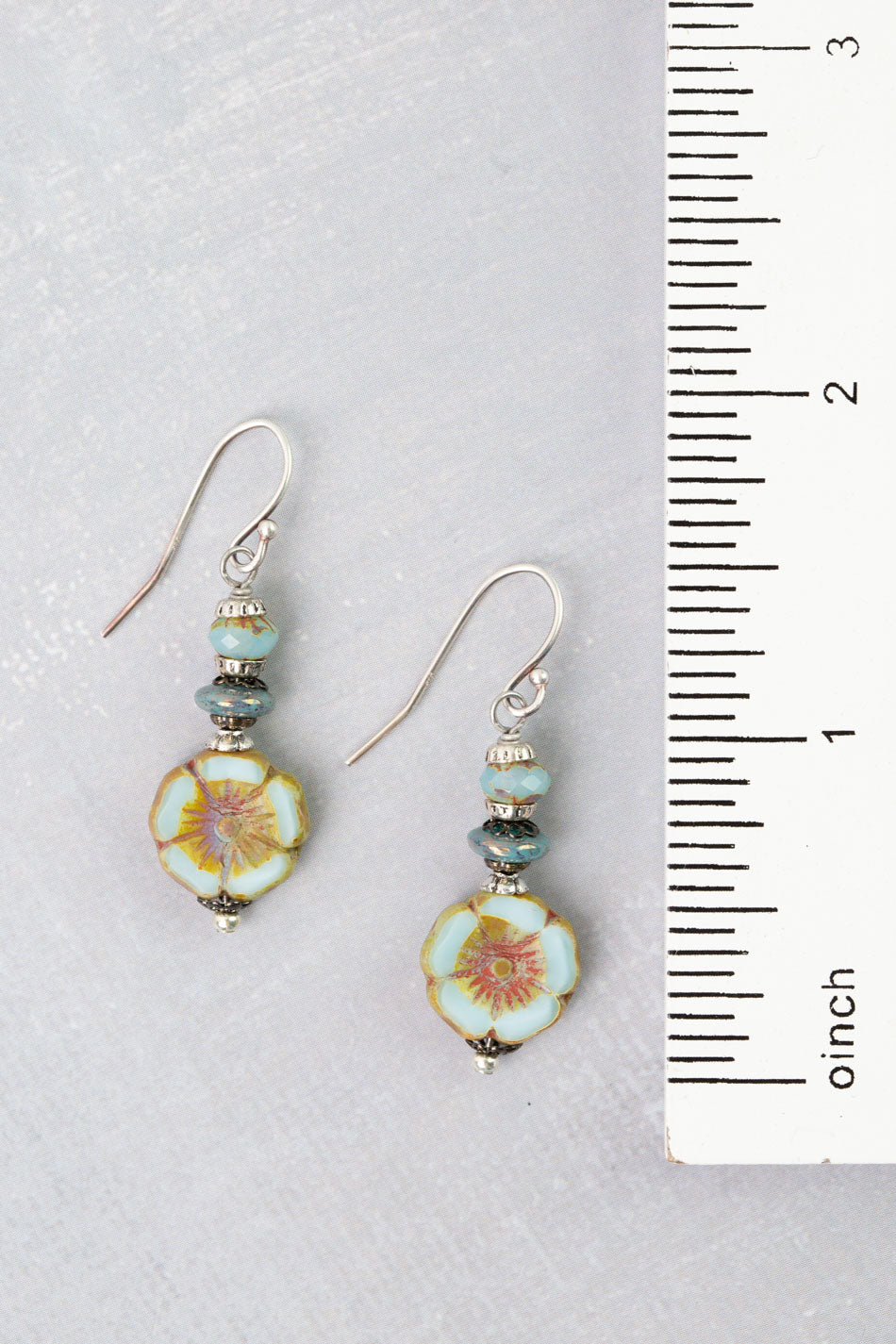 Venetian Dreams Czech Glass Aqua Flower Simple Earrings