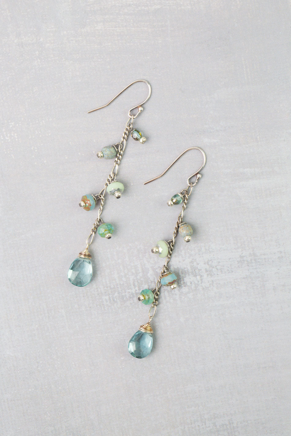 Venetian Dreams Czech Glass, Dyed Quartz Dangle Earrings