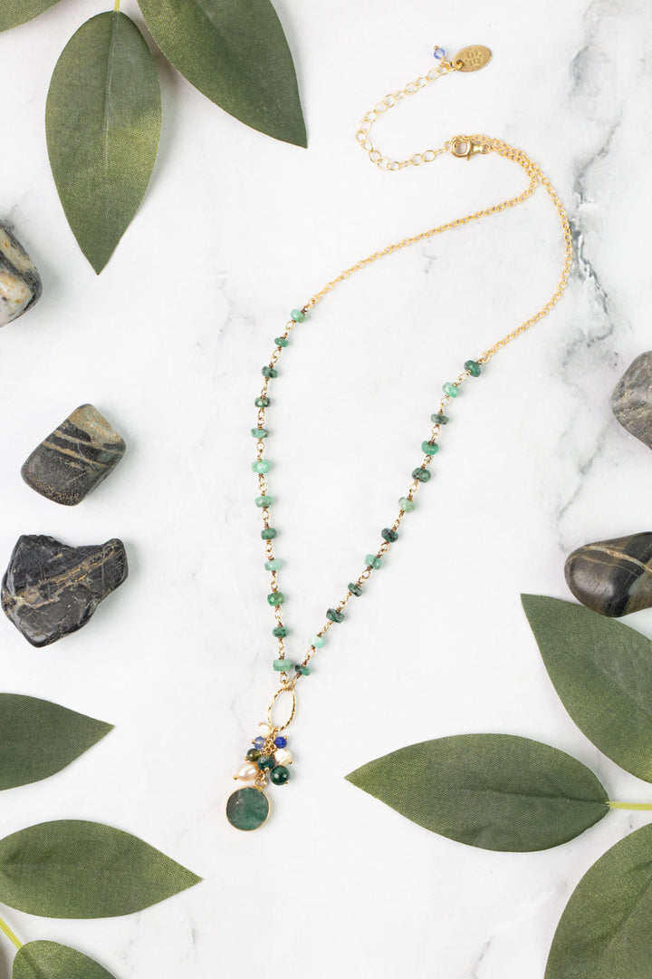 Verdant 15-17" Emerald, Pearl Simple Necklace