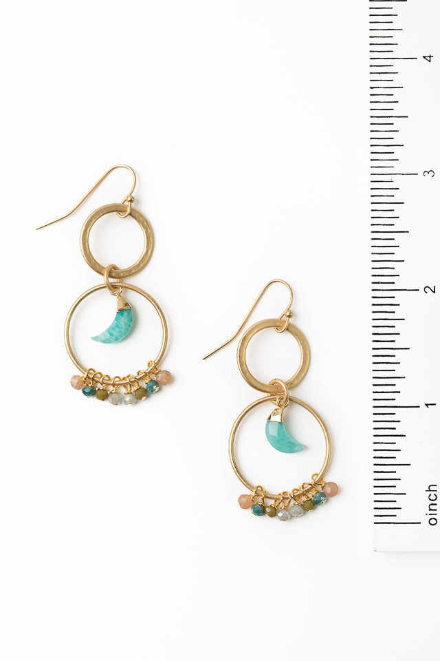 Waterfall Crystal With Amazonite Dangle Earrings