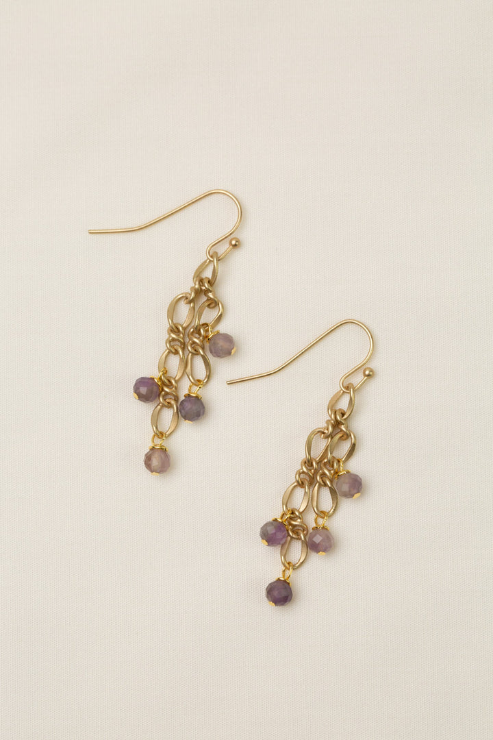 Wildflower Faceted Amethyst Oval Dangles Dangle Earrings