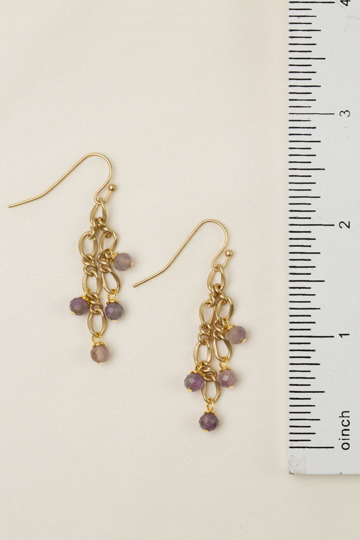 Wildflower Faceted Amethyst Oval Dangles Dangle Earrings