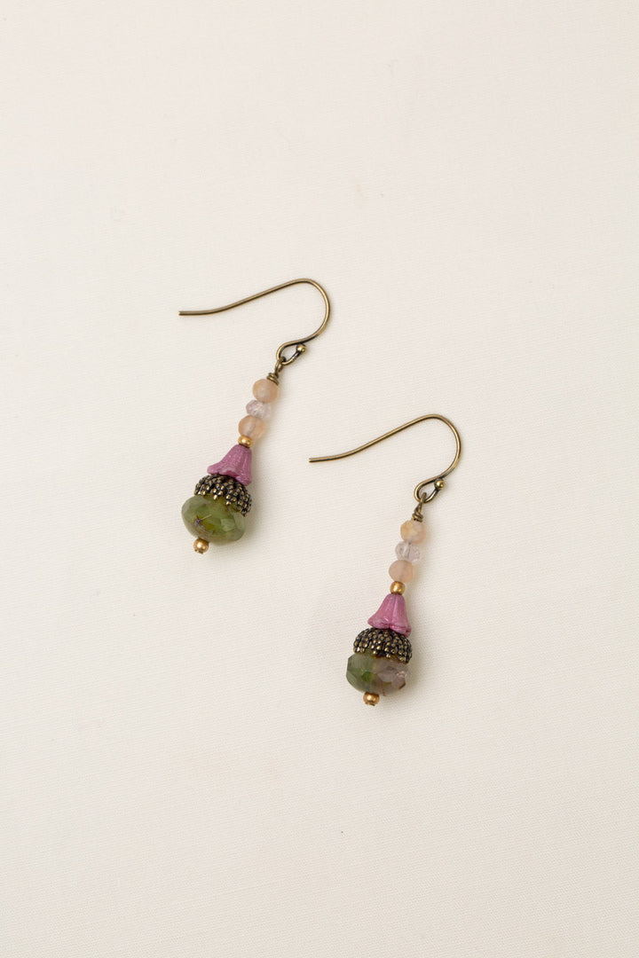 Wildflower Crystal, Czech Glass Simple Earrings