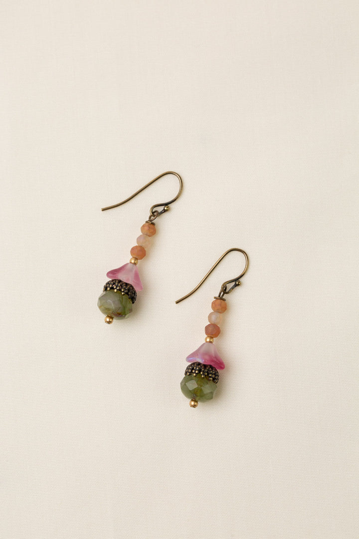 Wildflower Crystal, Czech Glass Simple Earrings