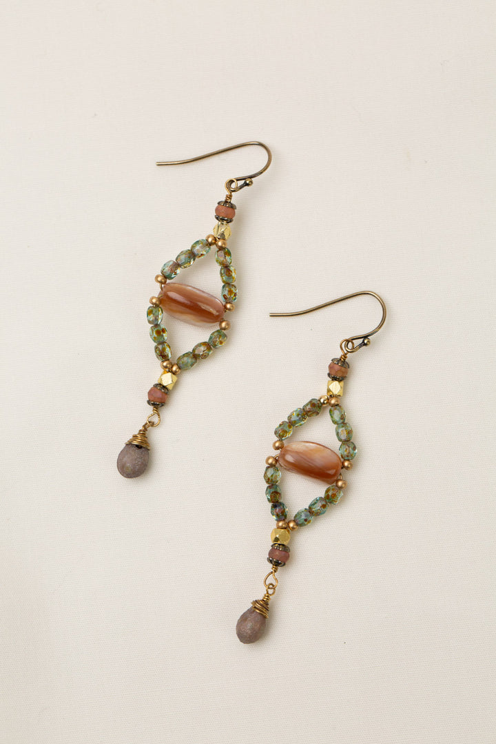 Wildflower Czech Glass With Abalone Shell Statement Earrings