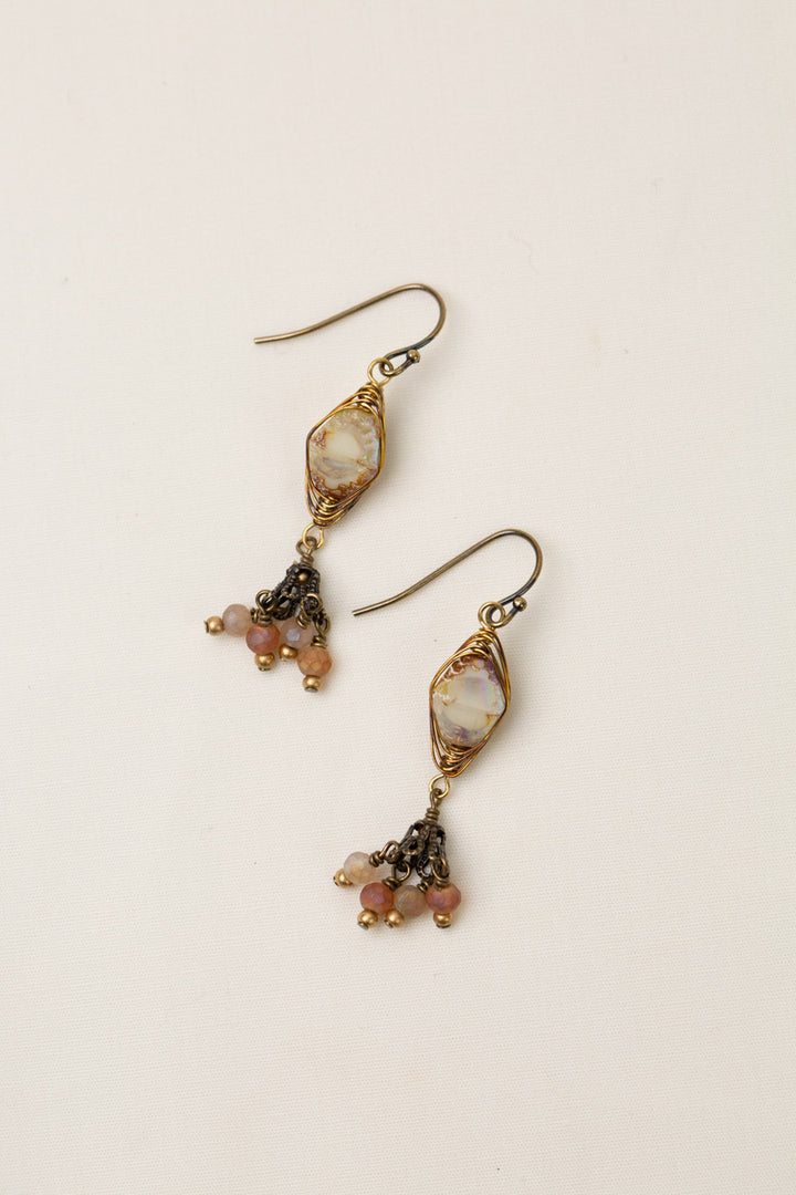 Wildflower Faceted Crystal With Czech Glass Herringbone Earrings