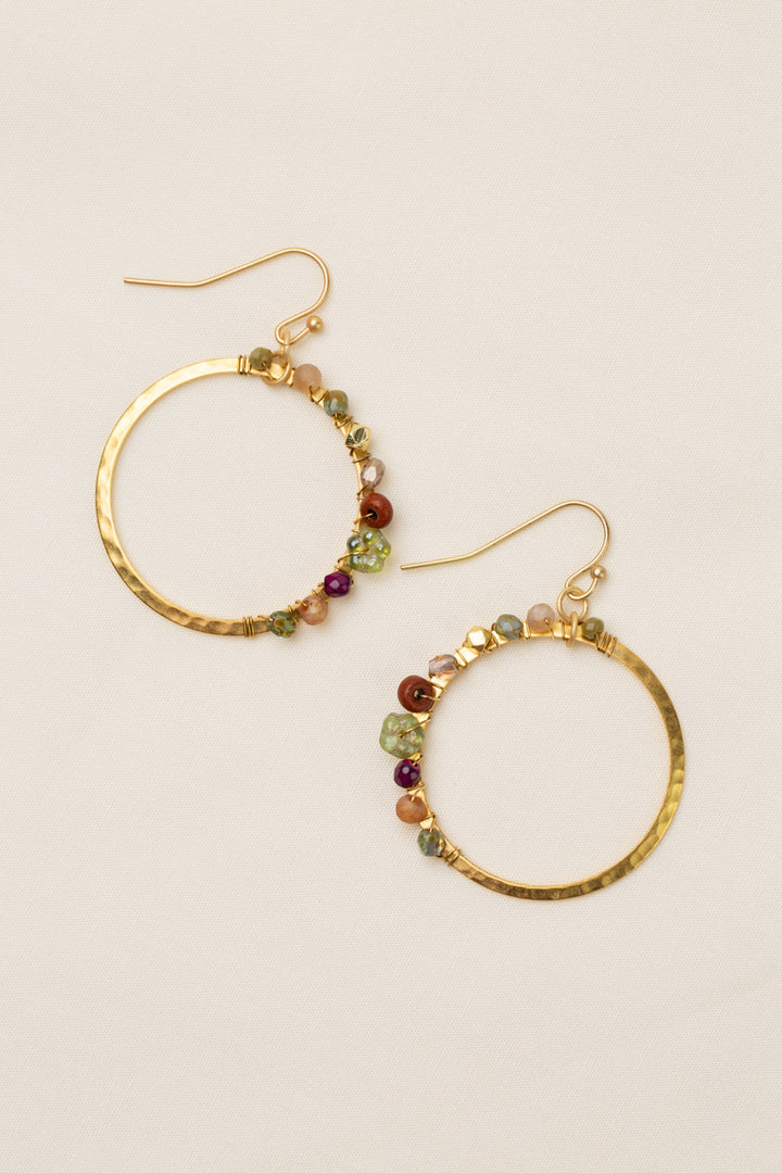 Wildflower With Czech Glass Hoop Earrings