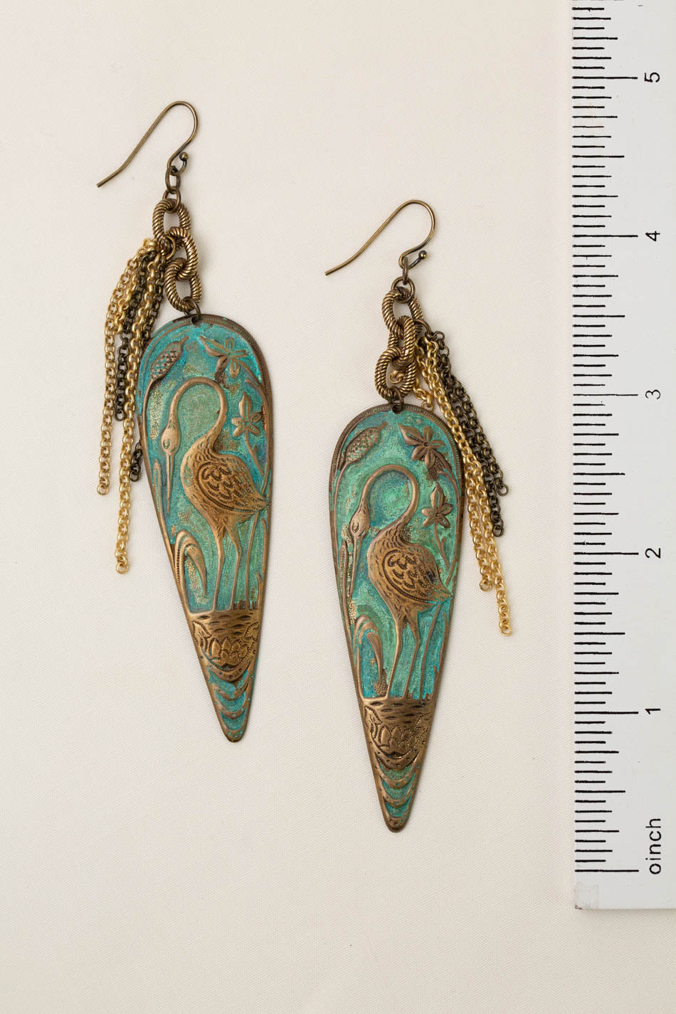 Wildflower Large Artistic Heron Bird Statement Earrings