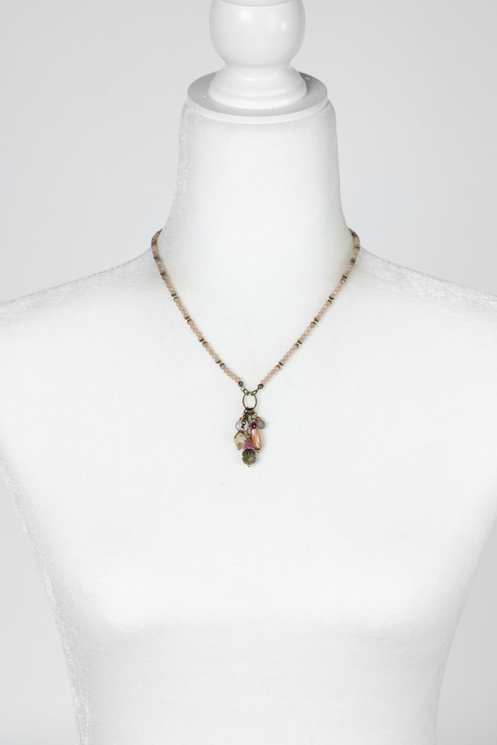 Wildflower 17-19 Crystal With Czech Glass, Amethyst Briolette, And Shell Cluster Necklace