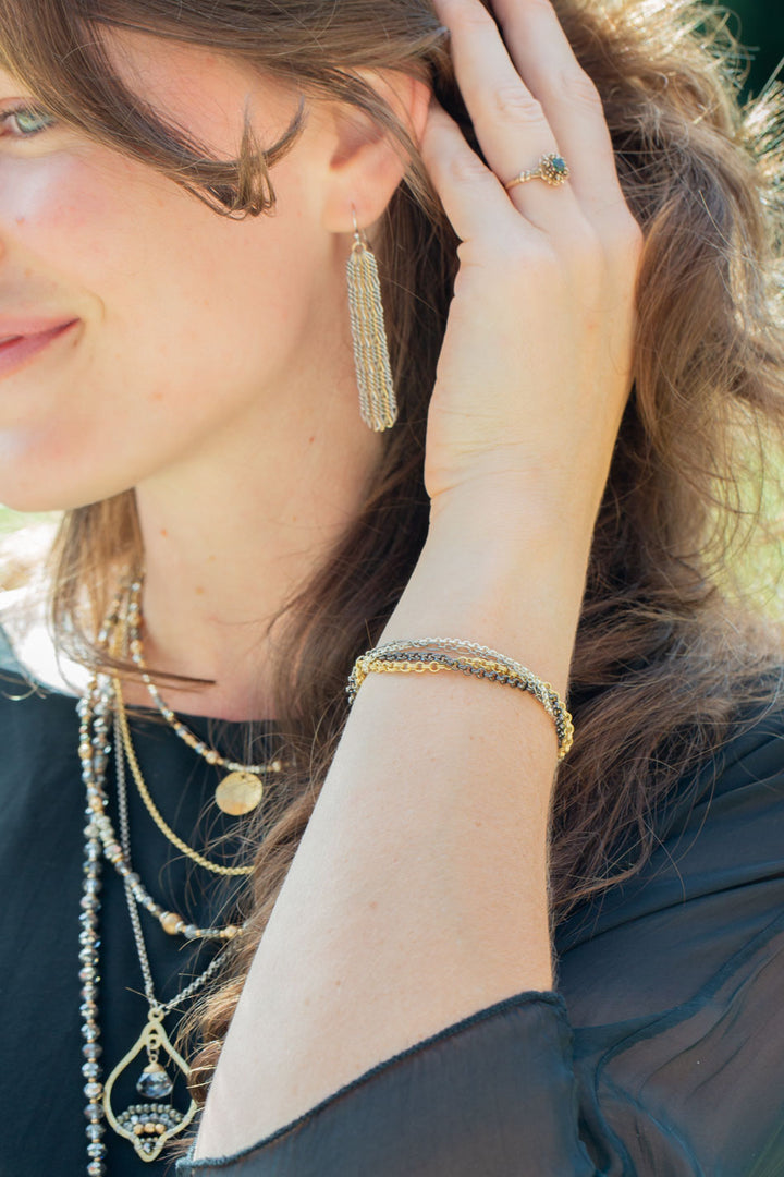 Silver & Gold 7.5-8.5" Multistrand Bracelet