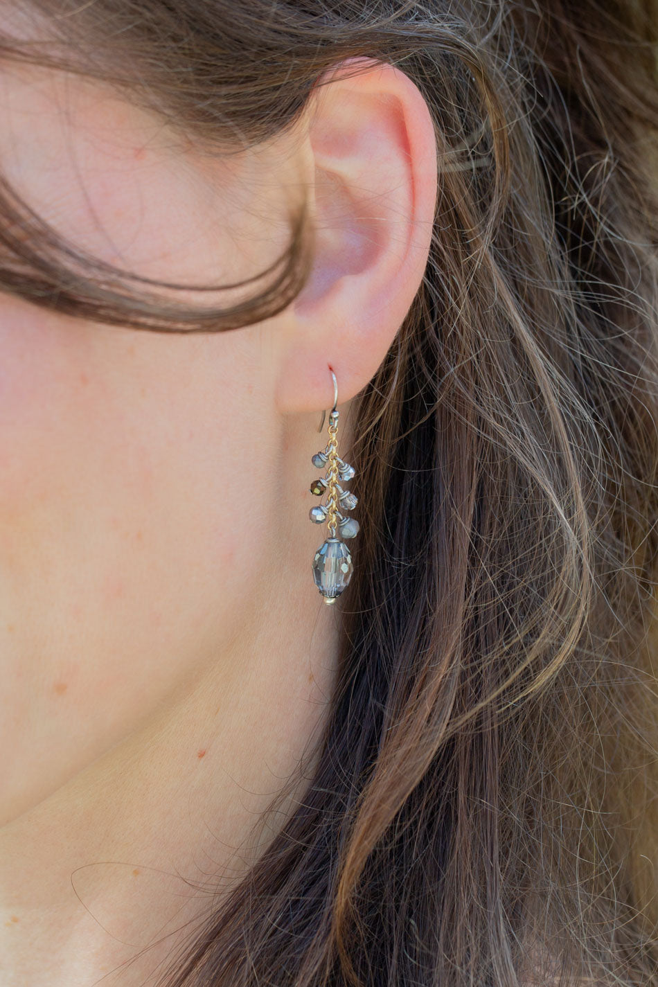 Silver & Gold Crystal Cluster Earrings