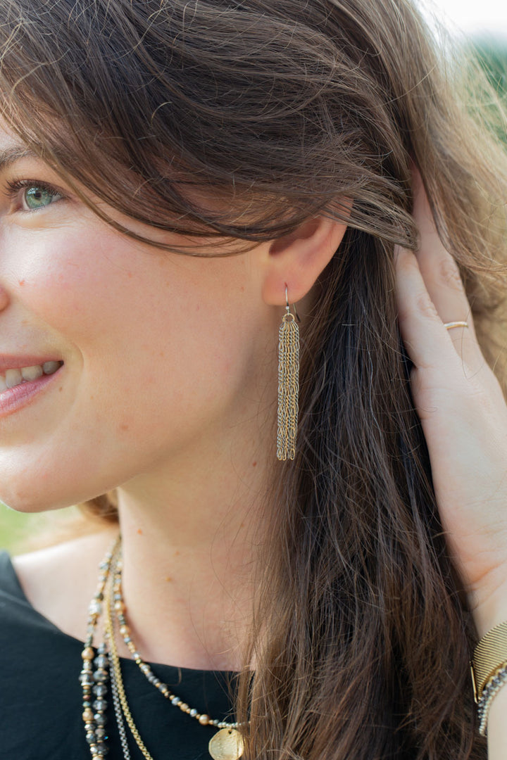 Silver & Gold Tassel Earrings