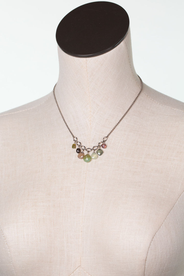 Water Lily 15.5-17.5" Muscovite, Prehnite, Freshwater Pearl Simple Necklace