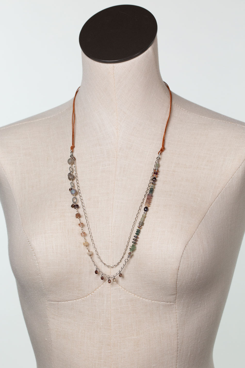 Water Lily 26.5-28.5" Muscovite, Prehnite, Freshwater Pearl Multistrand Necklace