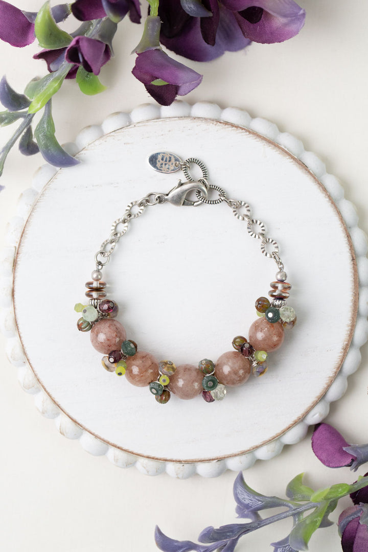 Water Lily 7" Czech Glass, Muscovite, Prehnite Simple Bracelet