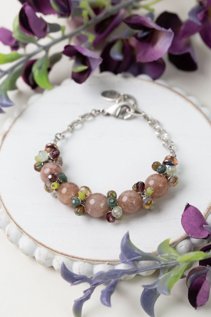 Water Lily 7" Czech Glass, Muscovite, Prehnite Simple Bracelet
