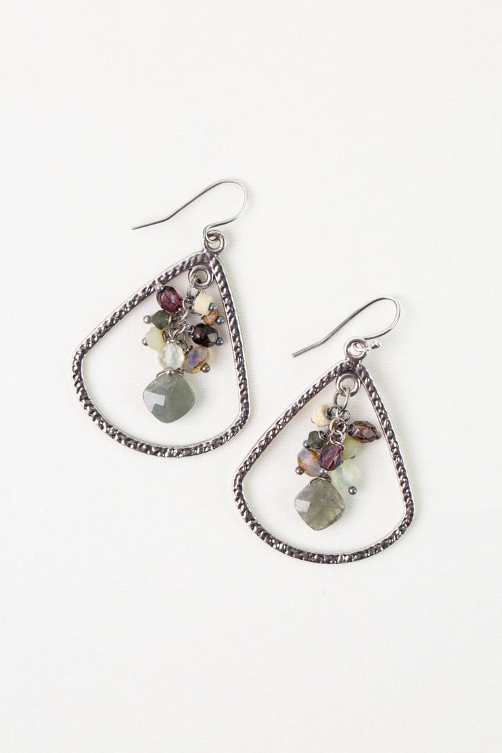 Water Lily Czech Glass, Prehnite, Roman Glass Statement Earrings