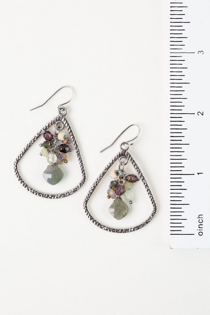 Water Lily Czech Glass, Prehnite, Roman Glass Statement Earrings