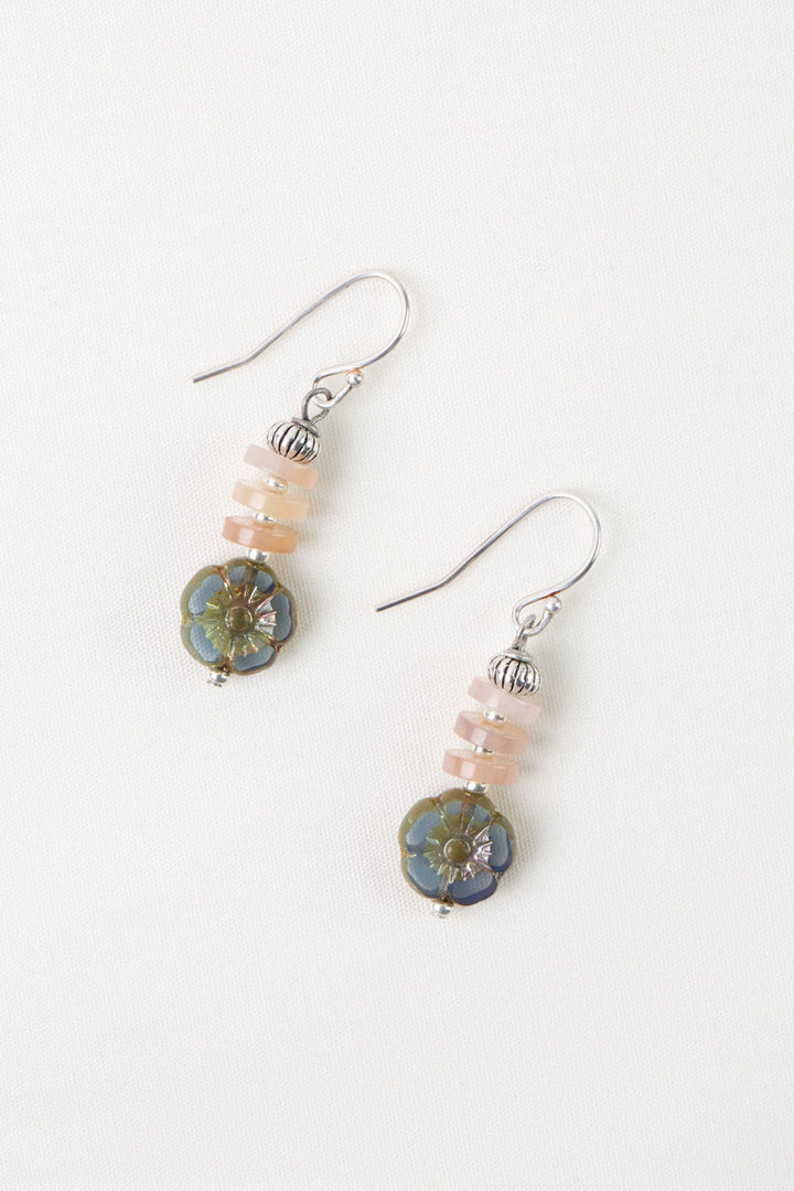 Water Lily Muscovite, Czech Glass Simple Earrings