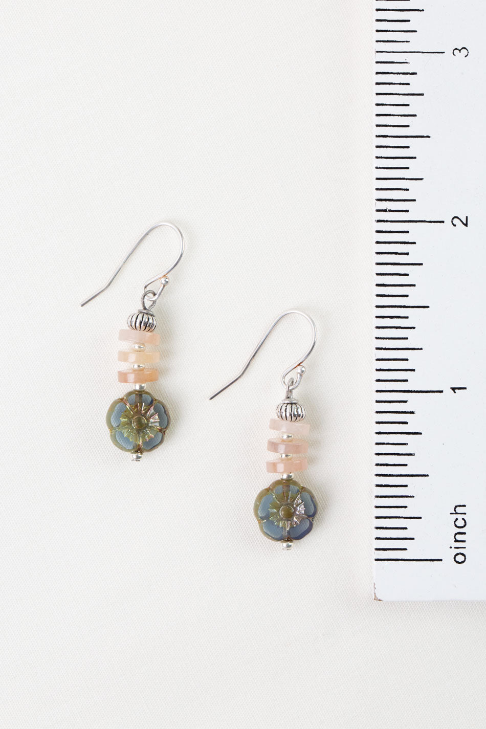 Water Lily Muscovite, Czech Glass Simple Earrings
