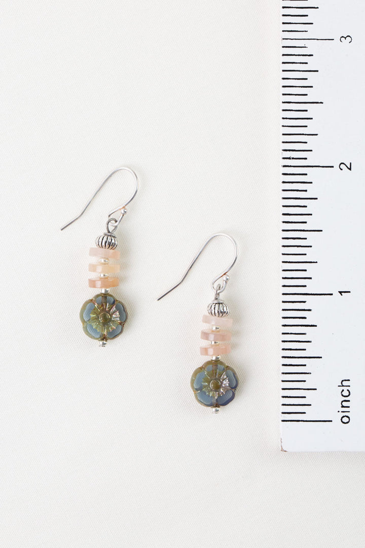 Water Lily Muscovite, Czech Glass Simple Earrings