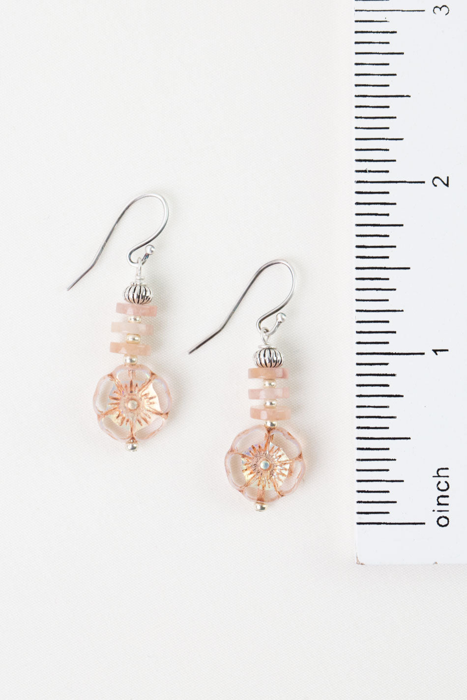 Water Lily Muscovite, Czech Glass Simple Earrings