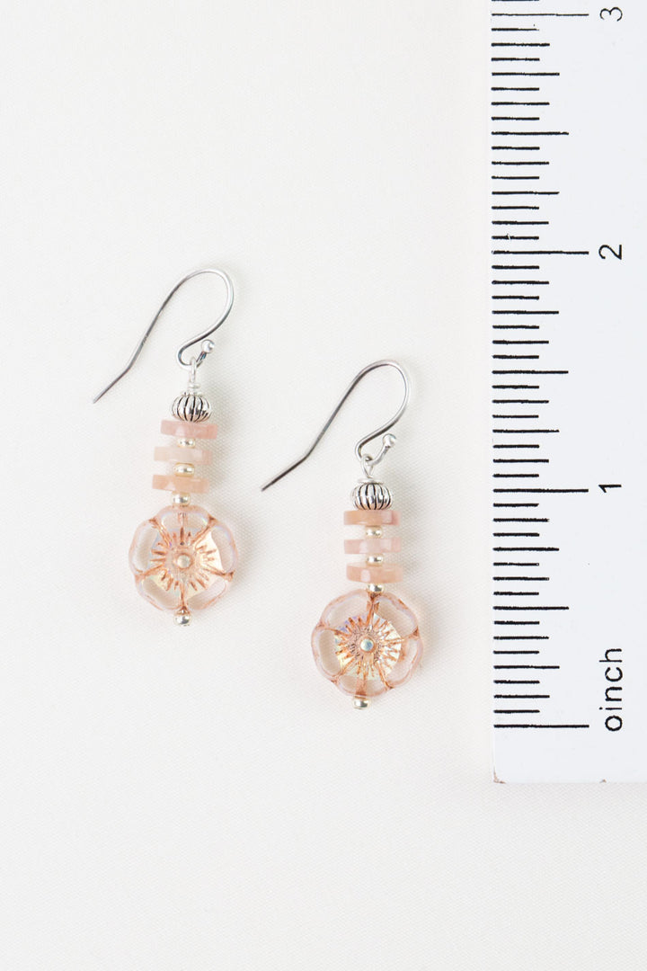 Water Lily Muscovite, Czech Glass Simple Earrings