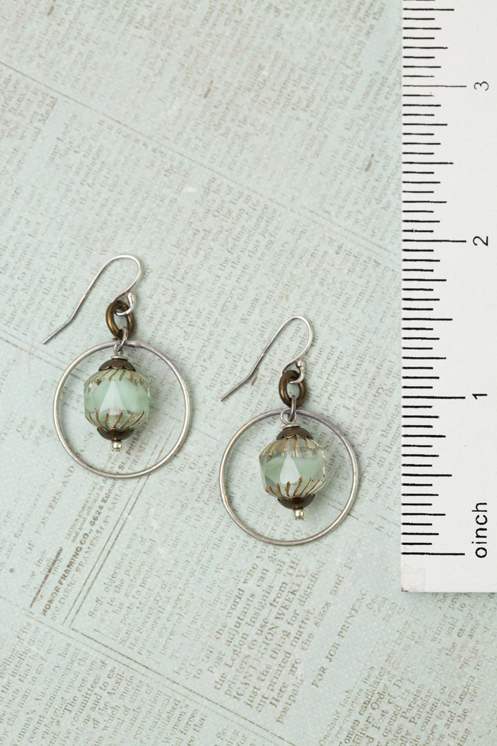 Wisdom Within Turquoise Prism Cut Czech Glass Hoop Earrings