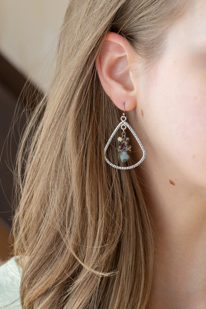 Water Lily Czech Glass, Prehnite, Roman Glass Statement Earrings