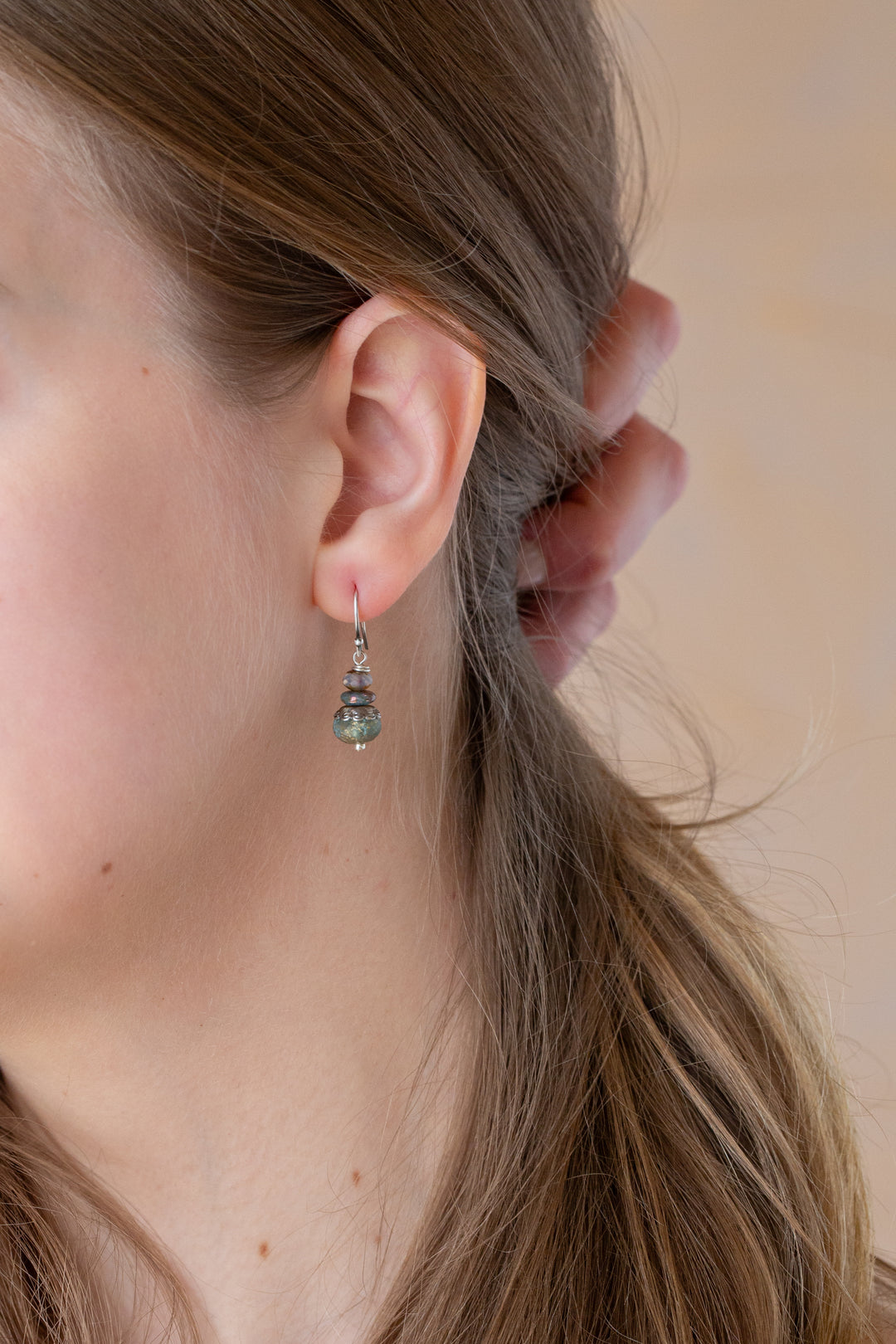 Water Lily Czech Glass Simple Earrings