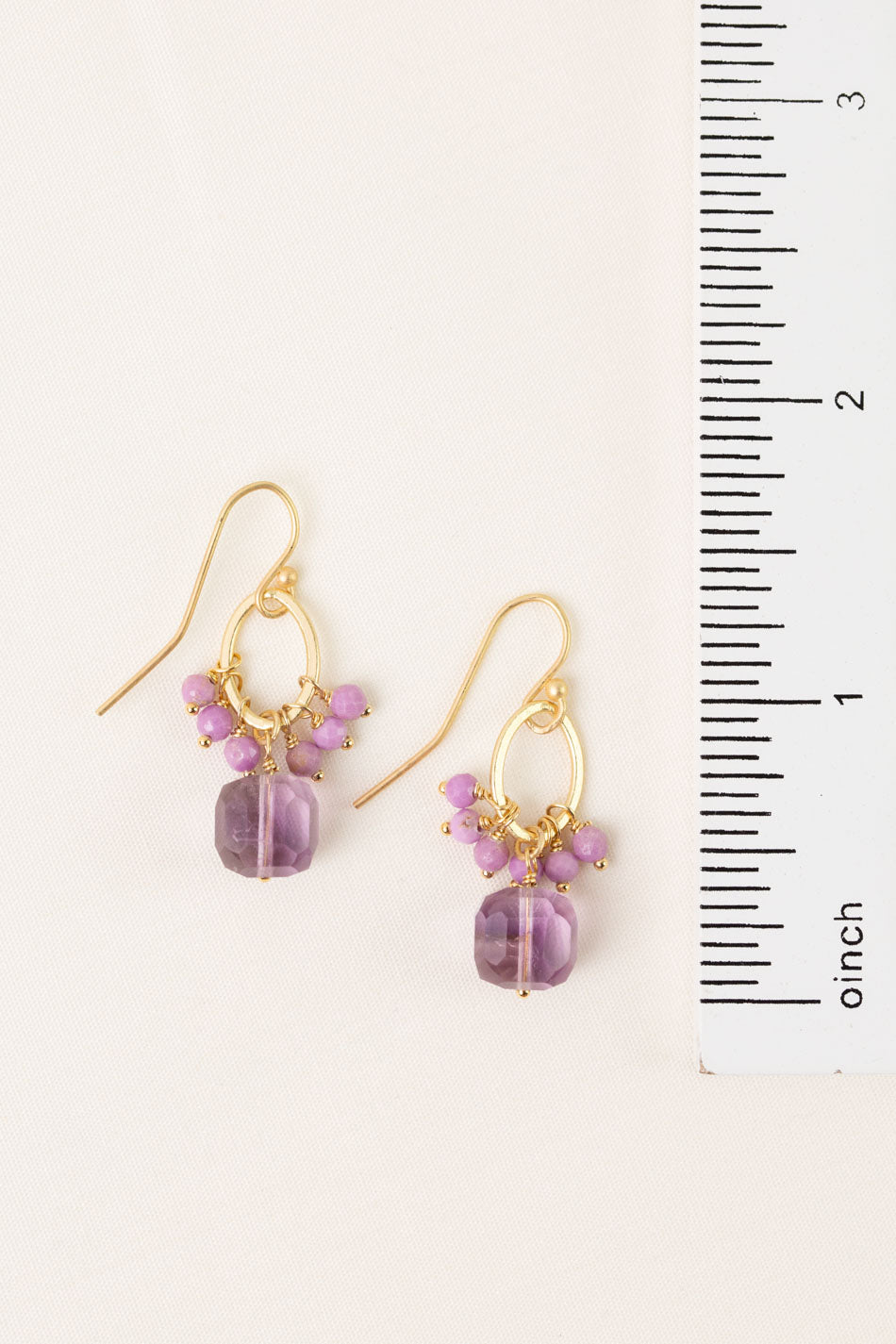 Wildflower Phosphosiderite With Amethyst Cluster Earrings