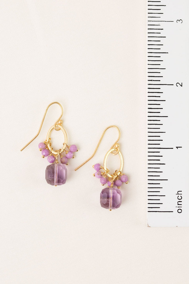 Wildflower Phosphosiderite With Amethyst Cluster Earrings