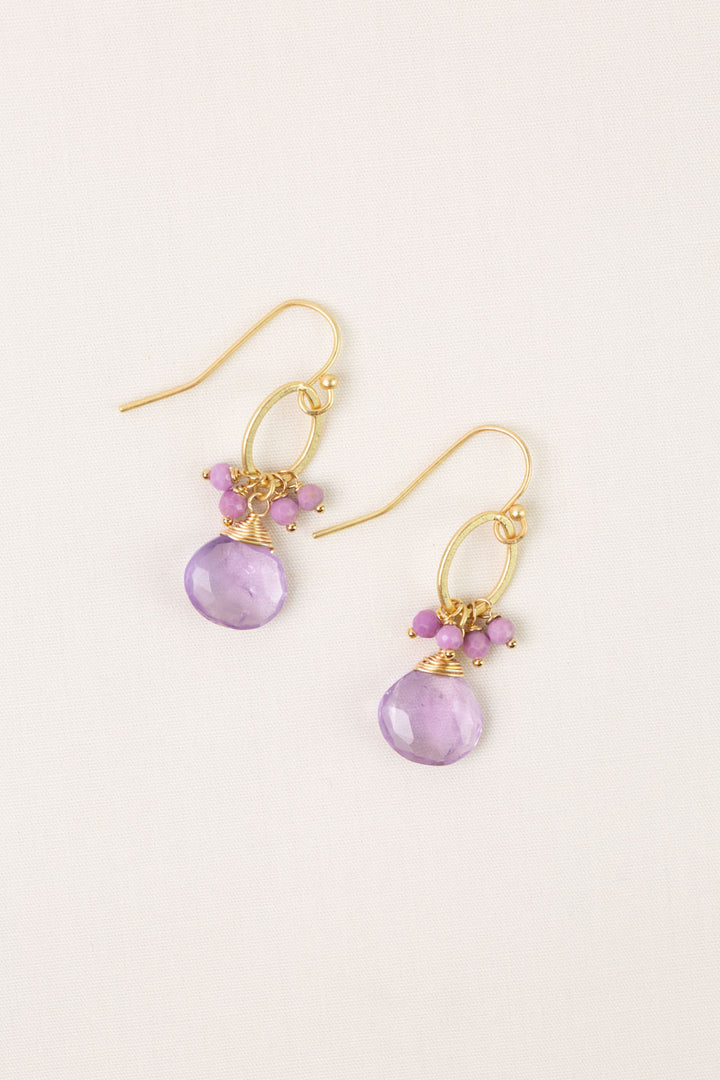 Wildflower Phosphosiderite With Amethyst Cluster Earrings