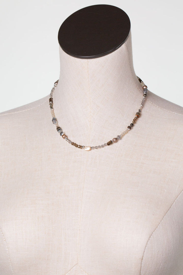Windsor Castle 16-18" Abalone, Freshwater Pearl, Crystal Simple Necklace
