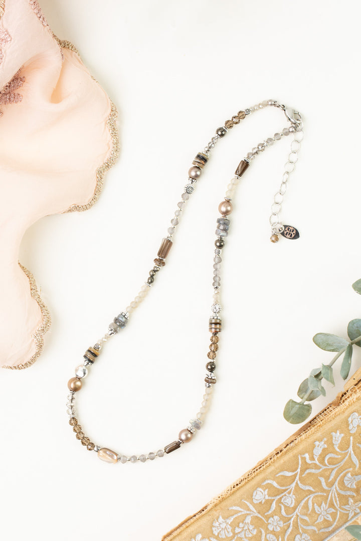 Windsor Castle 16-18" Abalone, Freshwater Pearl, Crystal Simple Necklace