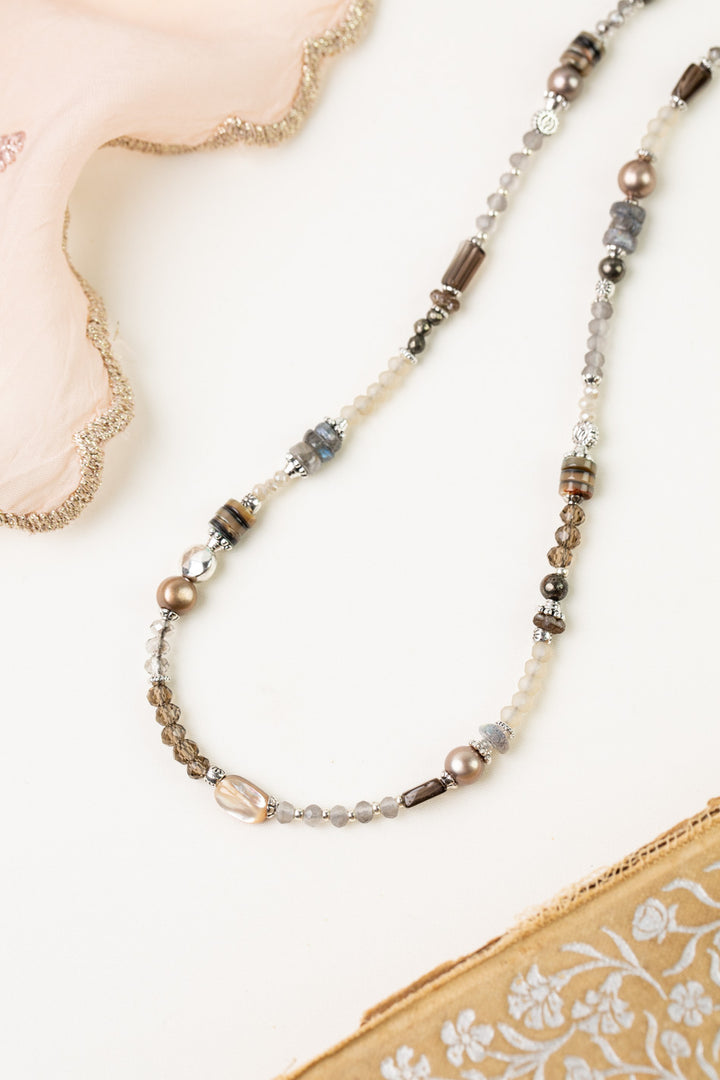 Windsor Castle 16-18" Abalone, Freshwater Pearl, Crystal Simple Necklace